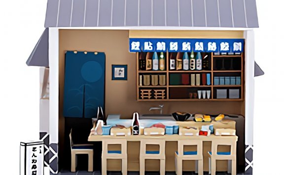 微型小屋 日式寿司店 纸模型图纸