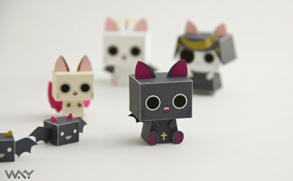 吸血猫 5款纸模型图纸