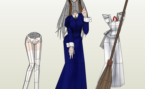 花园里的女仆 maid 纸模型图纸
