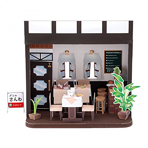 微型小屋 城中的西餐厅 纸模型图纸