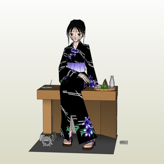 浴衣娘 yukata 纸模型图纸
