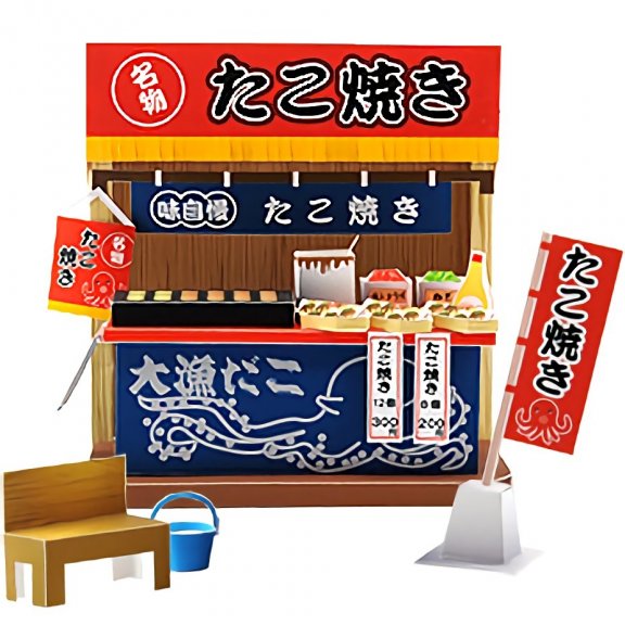 微型日式章鱼烧小摊 纸模型图纸