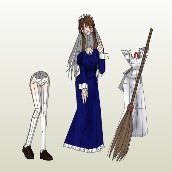 花园里的女仆 maid 纸模型图纸