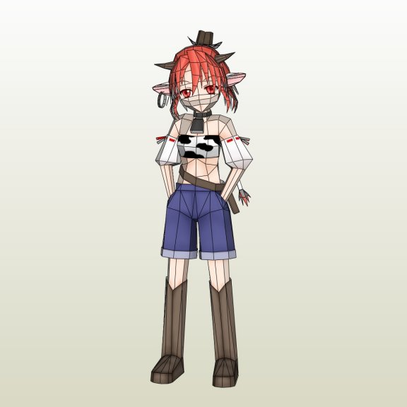 奶牛小姐 usiko 纸模型图纸