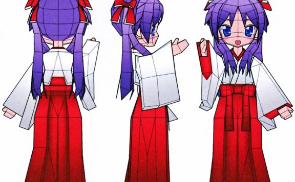 《幸运星》柊镜 巫女服纸模型图纸